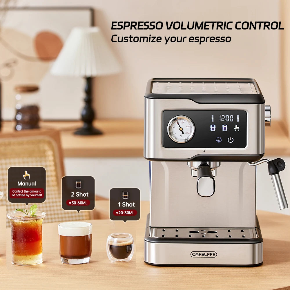 Cafelffe Coffee Maker – Espresso & Cappuccino with Milk Frother
