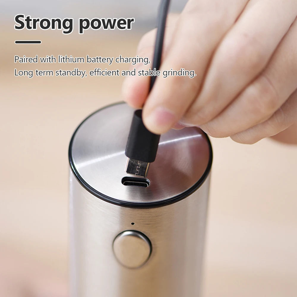 Stainless Steel Electric Pepper Mill – Adjustable Coarseness, USB Charging