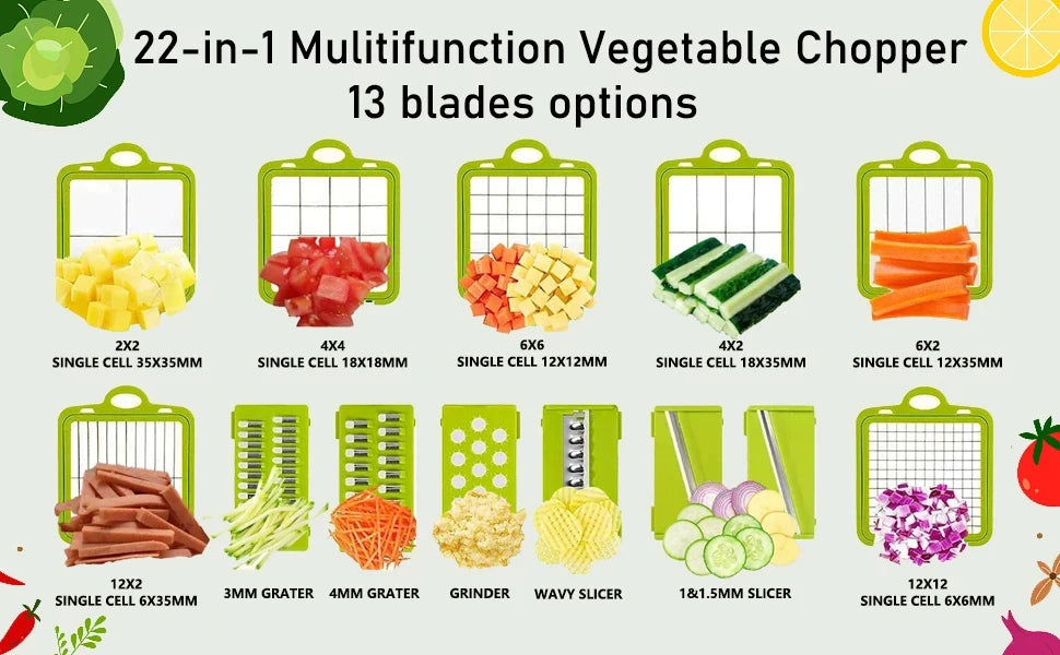 All-in-One Vegetable Cutter 12-in-1 – Slice, Chop & Shred Easily!