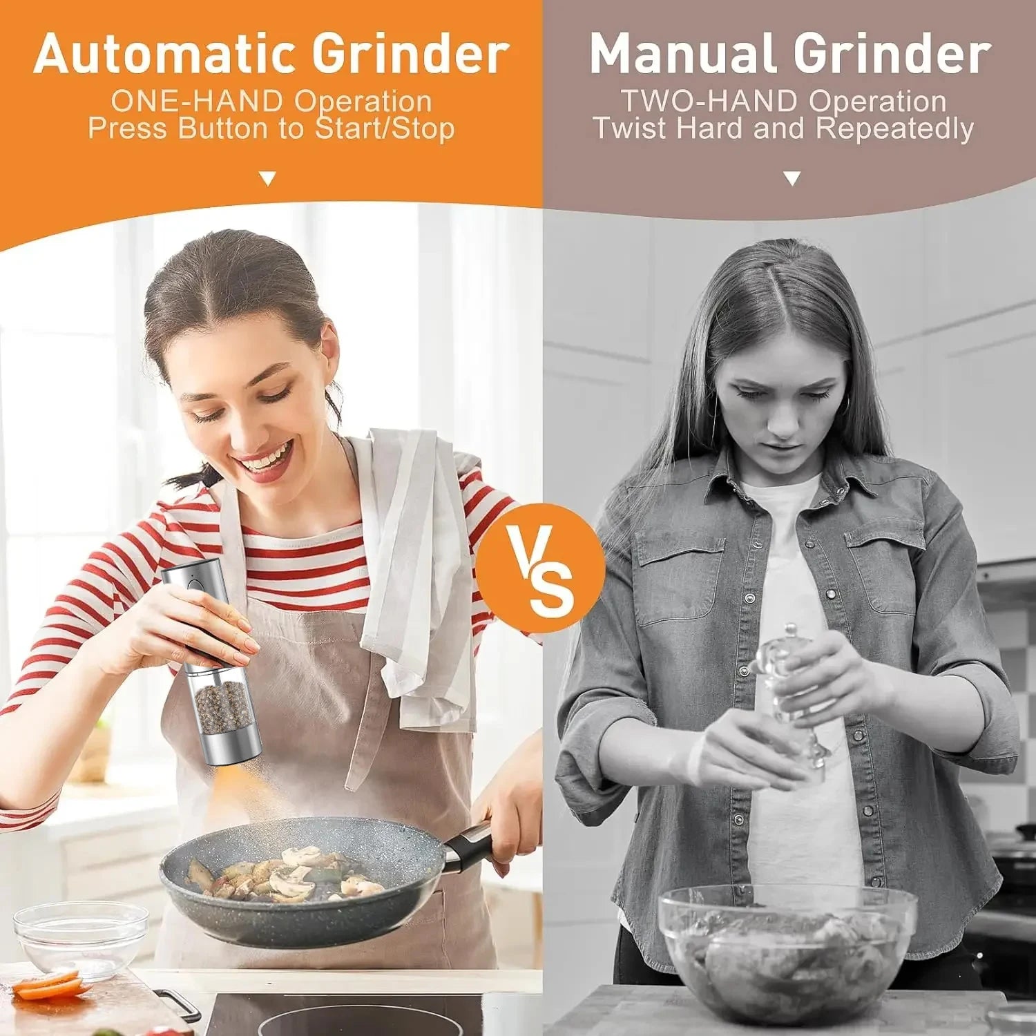 Stainless Steel Electric Pepper Mill – Adjustable Coarseness, USB Charging