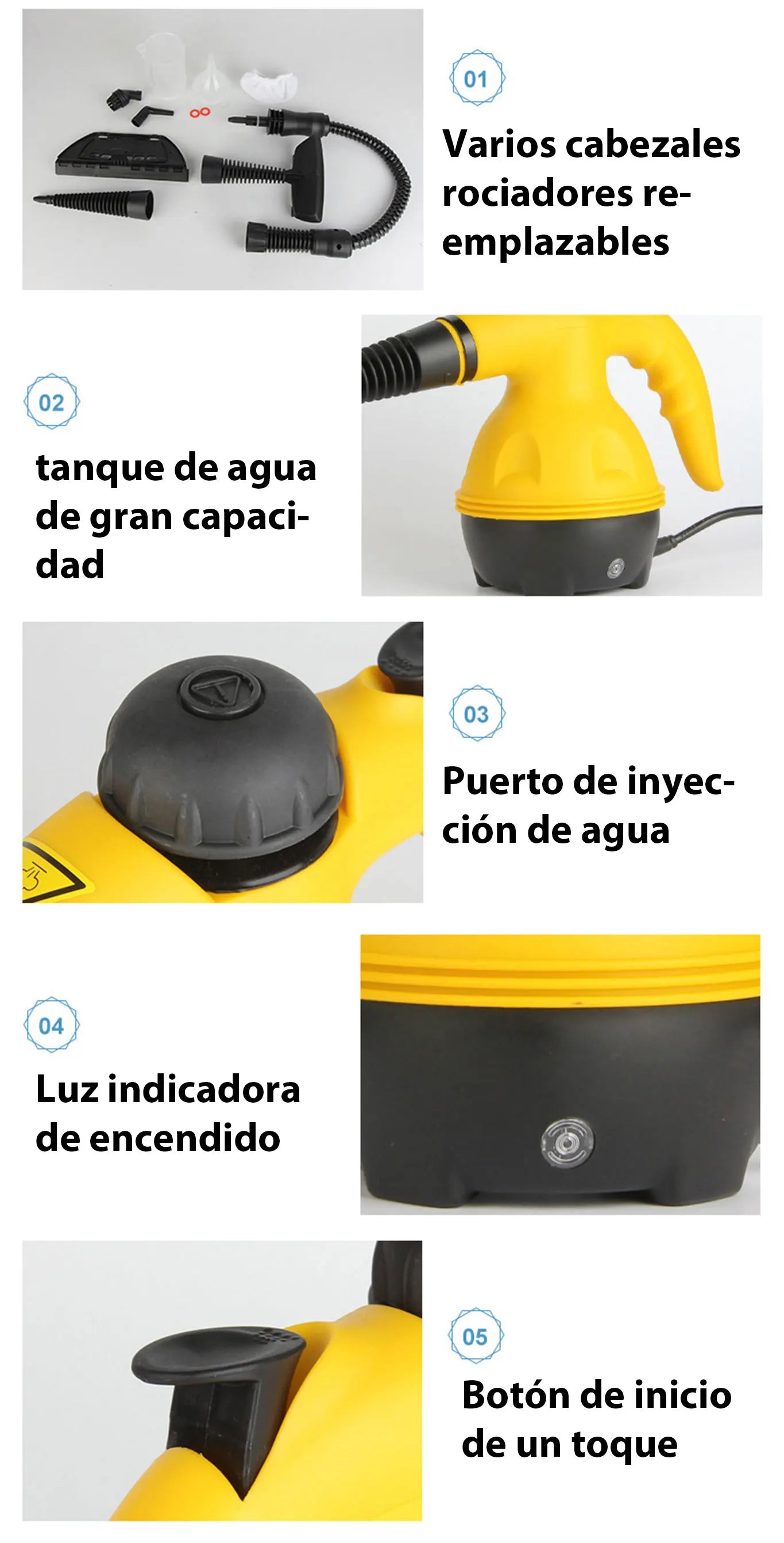 Multi-Surface Steam Cleaner – 1050W, Rapid Heating for Home