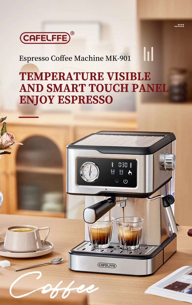 Cafelffe Coffee Maker – Espresso & Cappuccino with Milk Frother