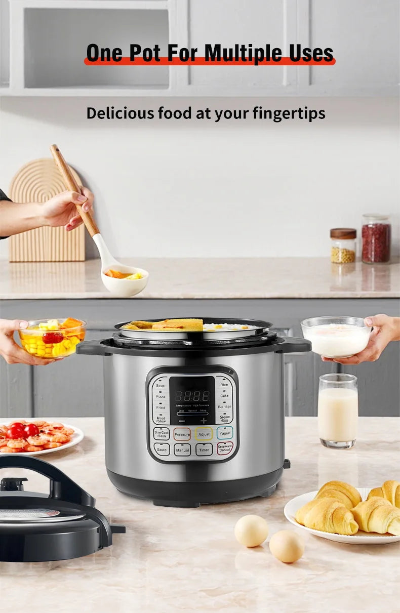 Electric Multi-Cooker 6L – Stainless Steel, Soup, Rice & Meal Heater