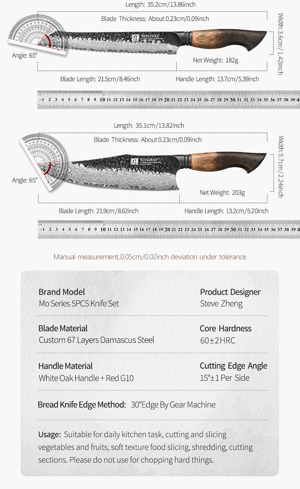 Damascus Steel Kitchen Knife Set 1–5pcs – 10Cr15CoMov Core