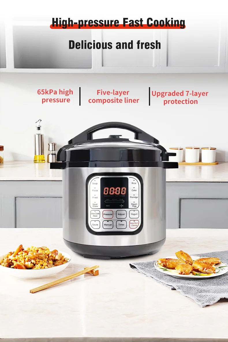 Electric Multi-Cooker 6L – Stainless Steel, Soup, Rice & Meal Heater