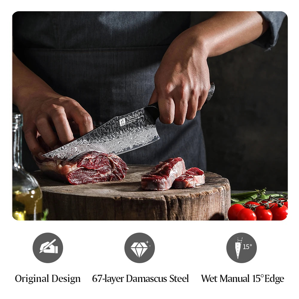 Damascus Steel Kitchen Knife Set 1–5pcs – 10Cr15CoMov Core