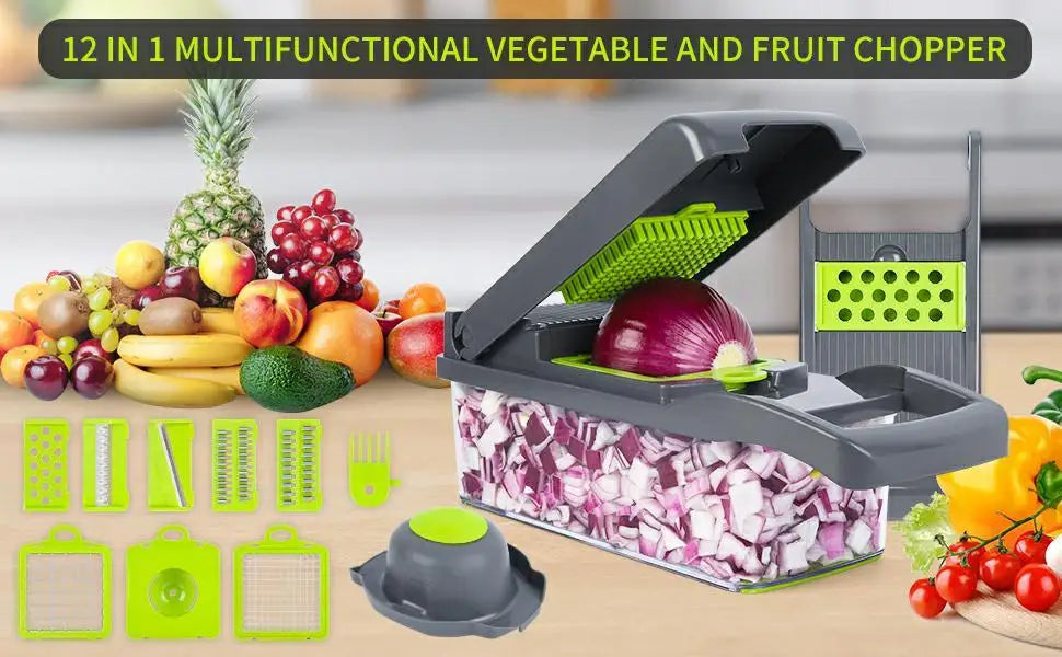 All-in-One Vegetable Cutter 12-in-1 – Slice, Chop & Shred Easily!