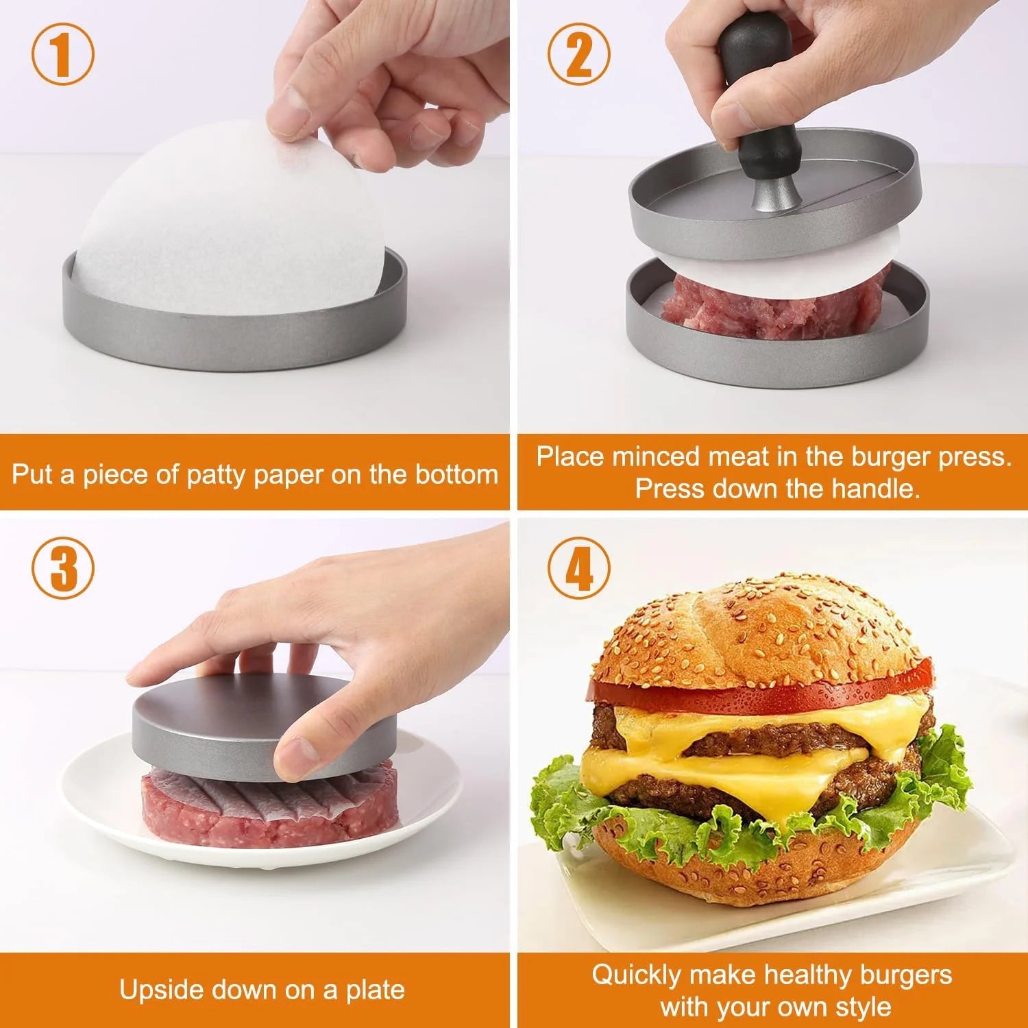Aluminum Burger Press – Hamburger Patty Maker for BBQ & Kitchen
