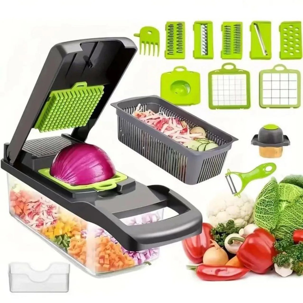 All-in-One Vegetable Cutter 12-in-1 – Slice, Chop & Shred Easily!