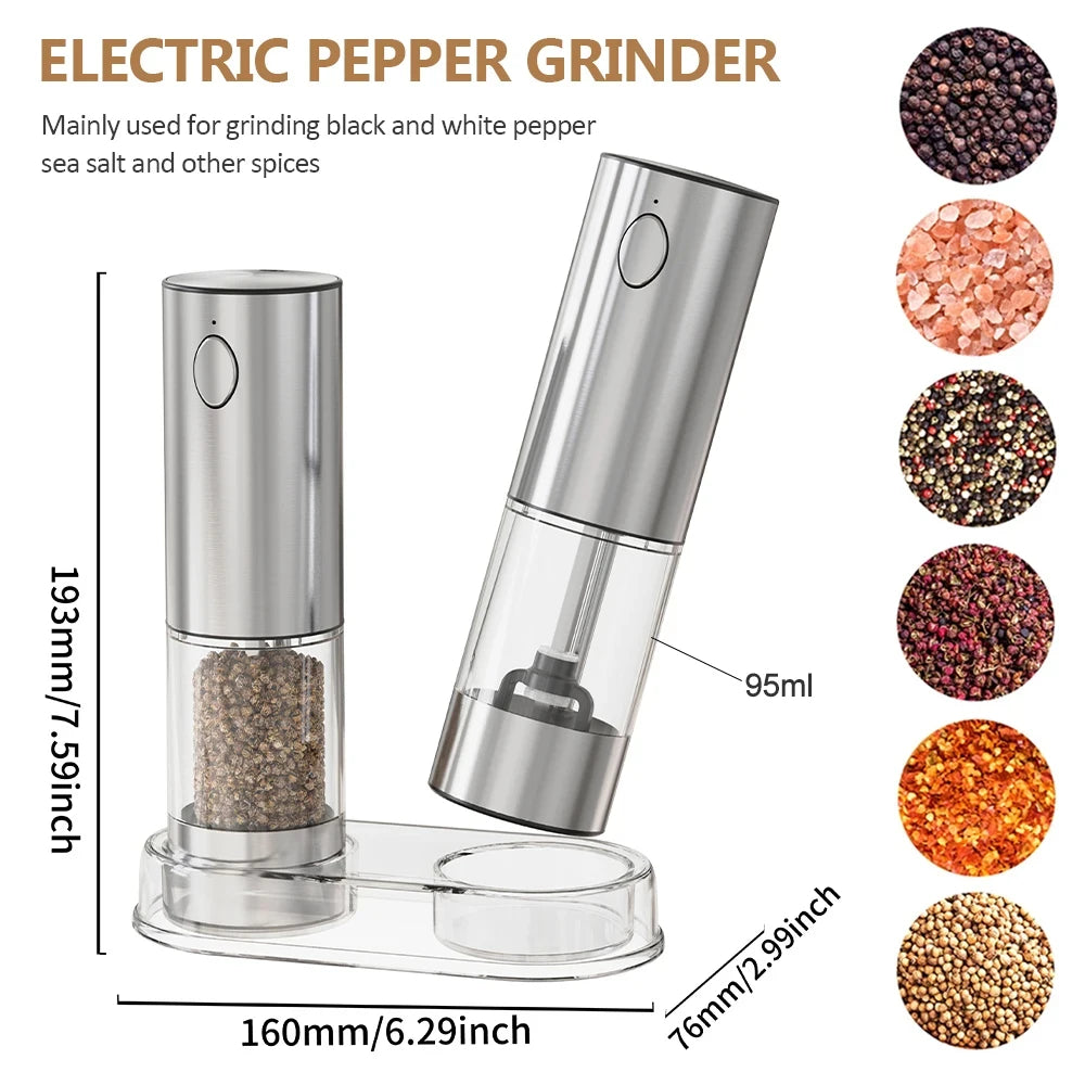 Stainless Steel Electric Pepper Mill – Adjustable Coarseness, USB Charging