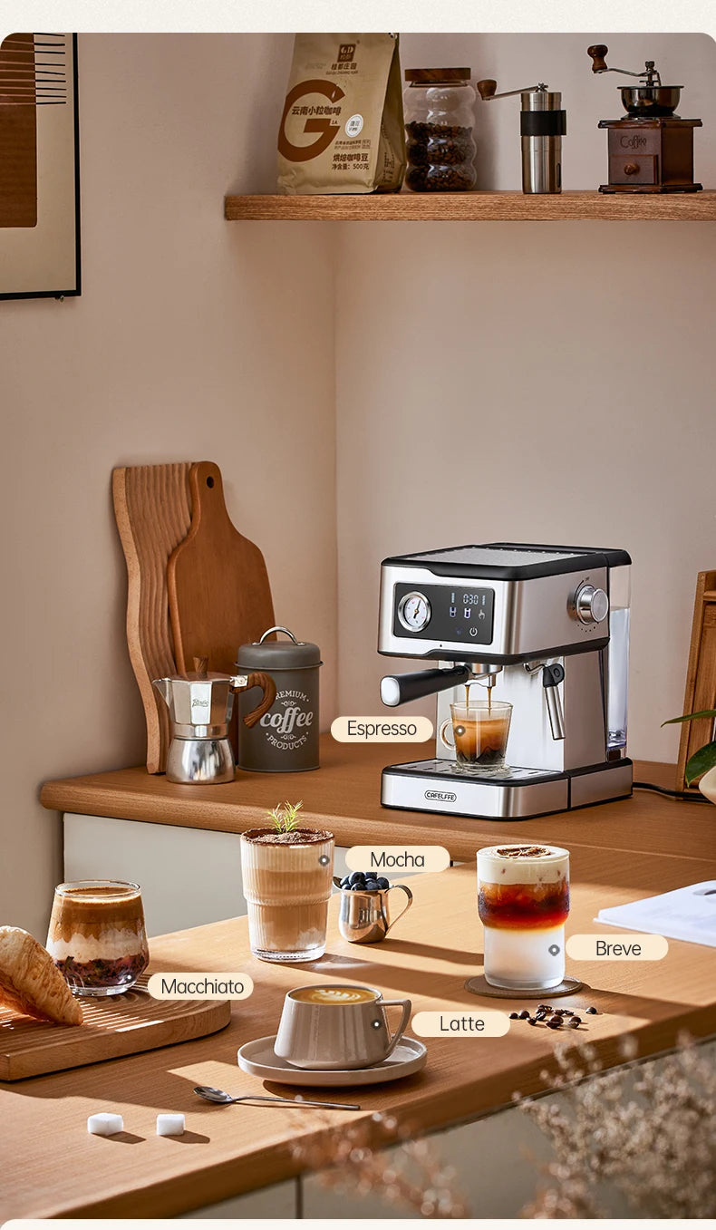 Cafelffe Coffee Maker – Espresso & Cappuccino with Milk Frother