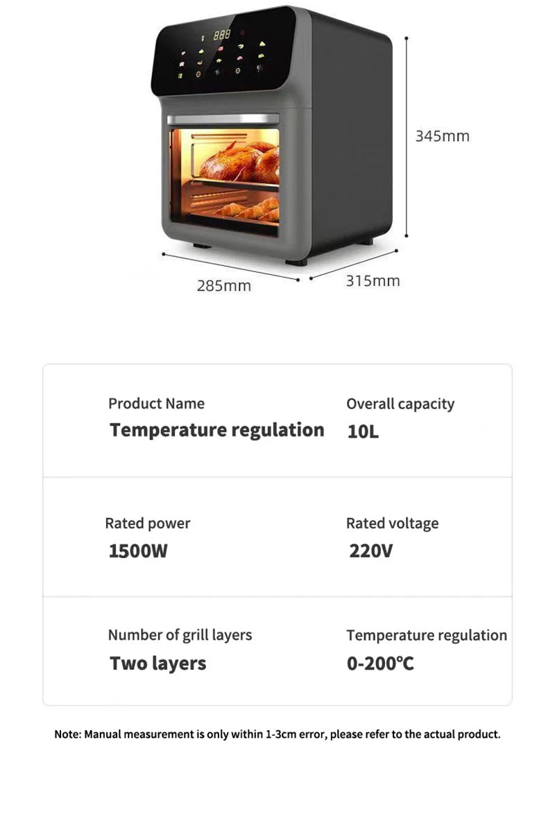 10L Electric Air Fryer – Oil-Free 360° Convection Oven