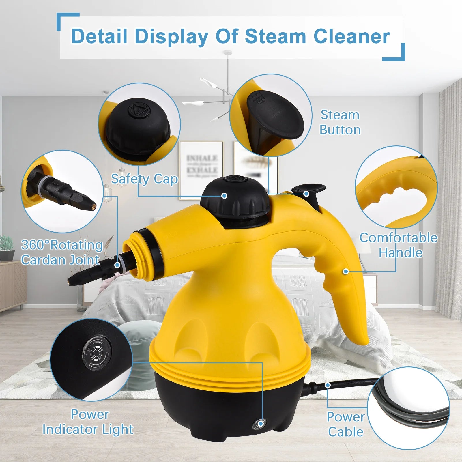 Multi-Surface Steam Cleaner – 1050W, Rapid Heating for Home