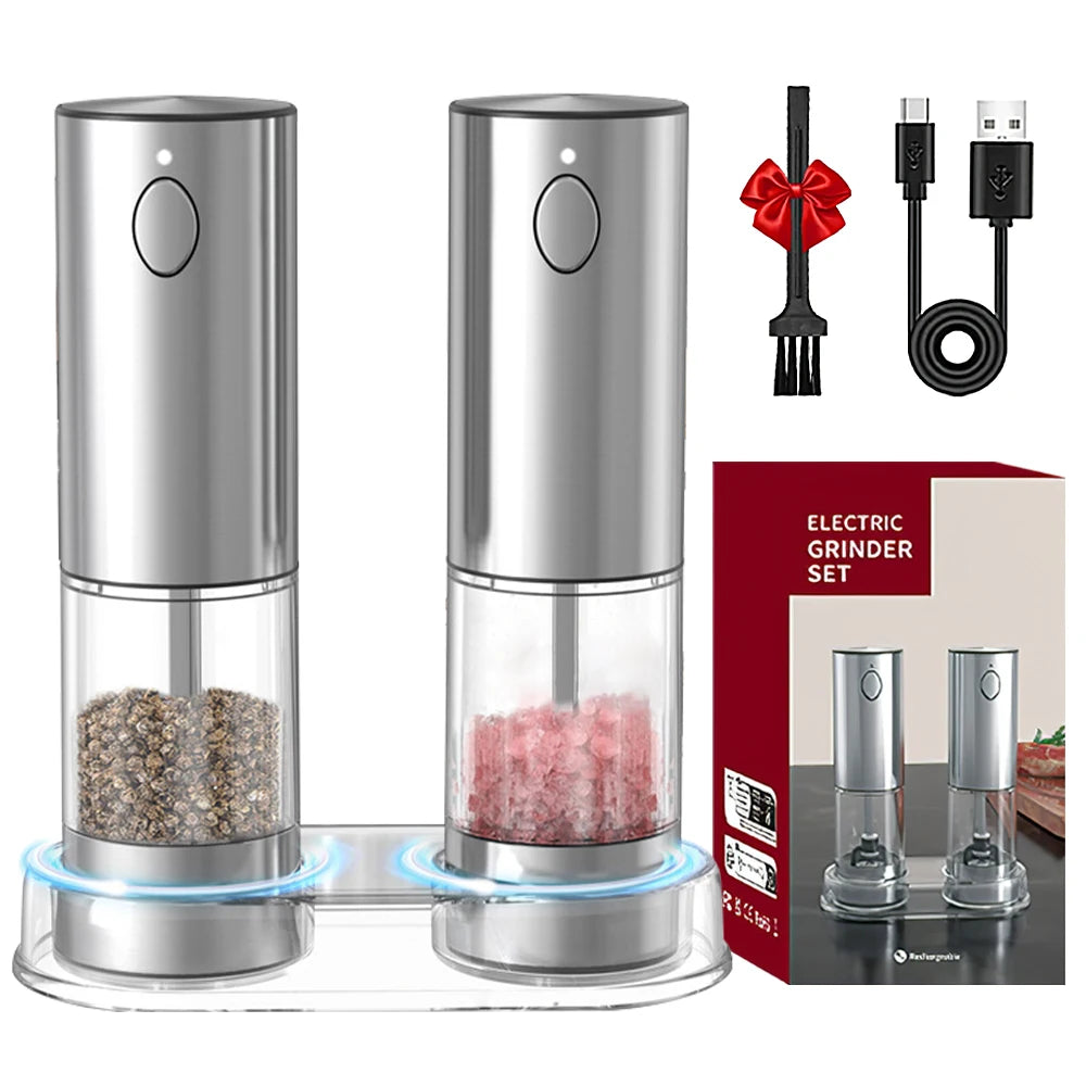 Stainless Steel Electric Pepper Mill – Adjustable Coarseness, USB Charging