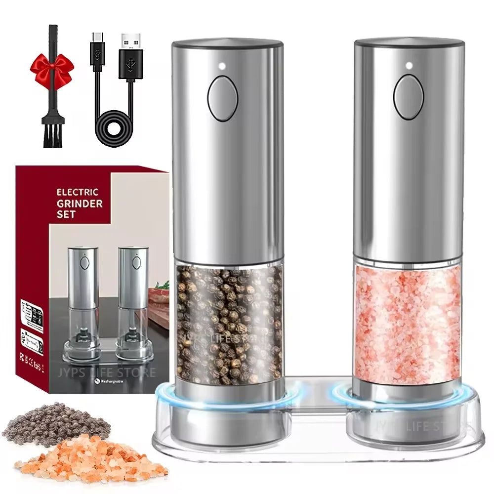 Stainless Steel Electric Pepper Mill – Adjustable Coarseness, USB Charging