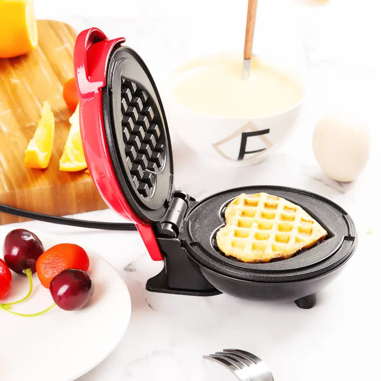Portable Electric Heart-Shaped Waffle Maker – Home Breakfast
