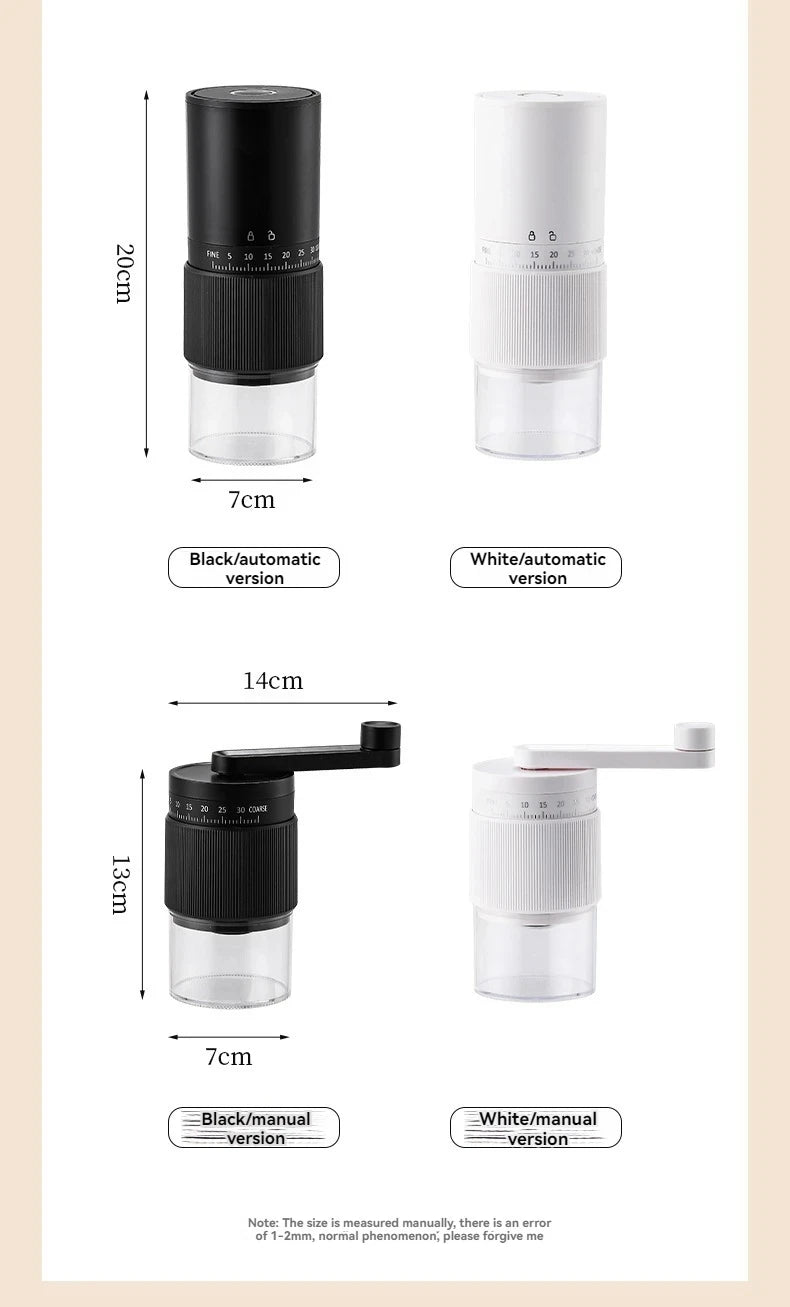 Electric Coffee Grinder – Portable, USB Rechargeable, 30-Level Adjustment