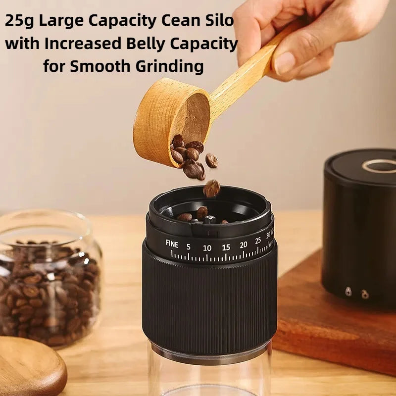 Electric Coffee Grinder – Portable, USB Rechargeable, 30-Level Adjustment
