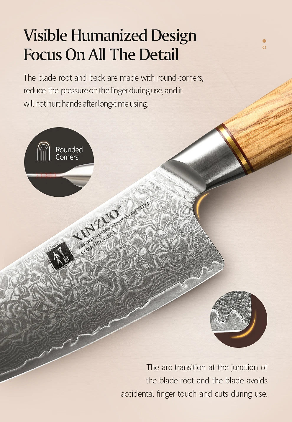 Damascus Steel Kitchen Knife Set – Olive Wood Handle, 1–8pcs