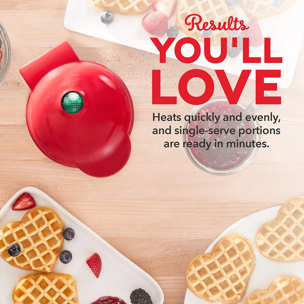 Portable Electric Heart-Shaped Waffle Maker – Home Breakfast