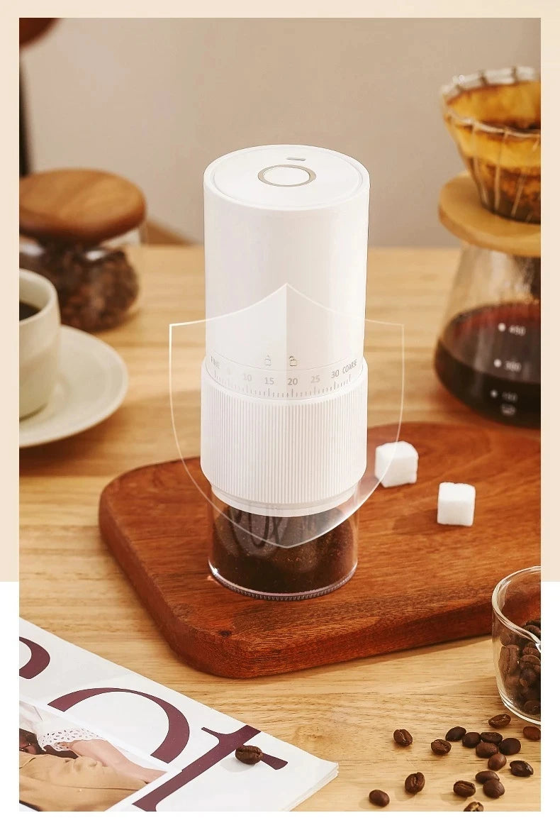 Electric Coffee Grinder – Portable, USB Rechargeable, 30-Level Adjustment