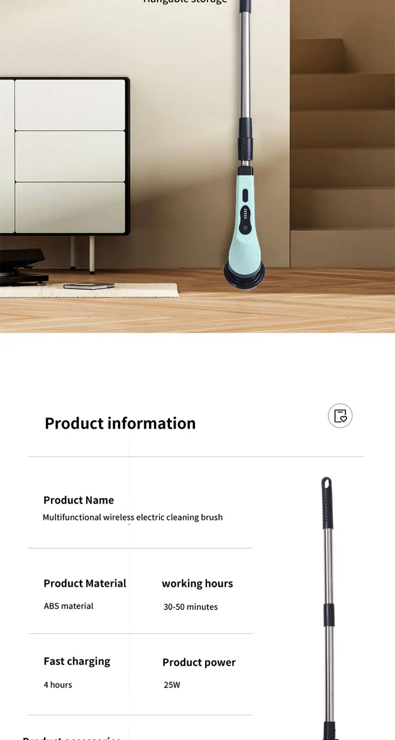 Electric Spin Cleaning Brush – 9 Attachments for Home & Kitchen