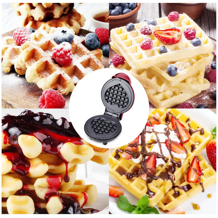 Portable Electric Heart-Shaped Waffle Maker – Home Breakfast
