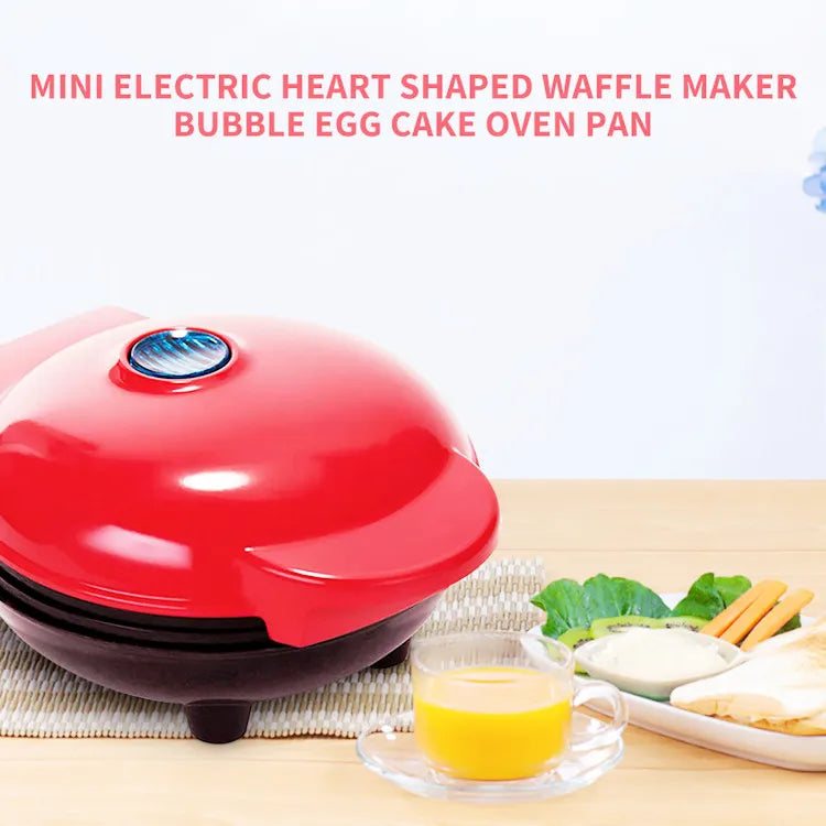 Portable Electric Heart-Shaped Waffle Maker – Home Breakfast