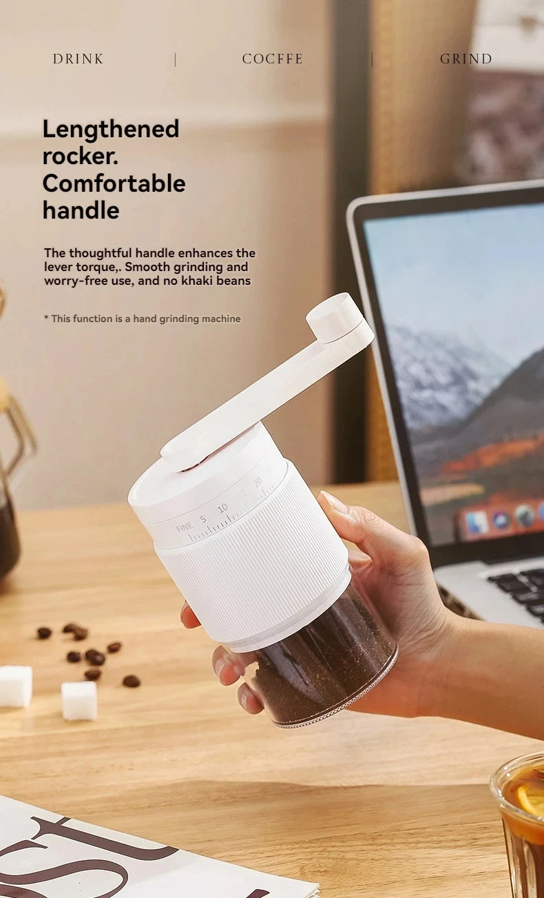 Electric Coffee Grinder – Portable, USB Rechargeable, 30-Level Adjustment