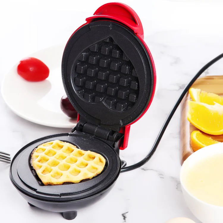 Portable Electric Heart-Shaped Waffle Maker – Home Breakfast