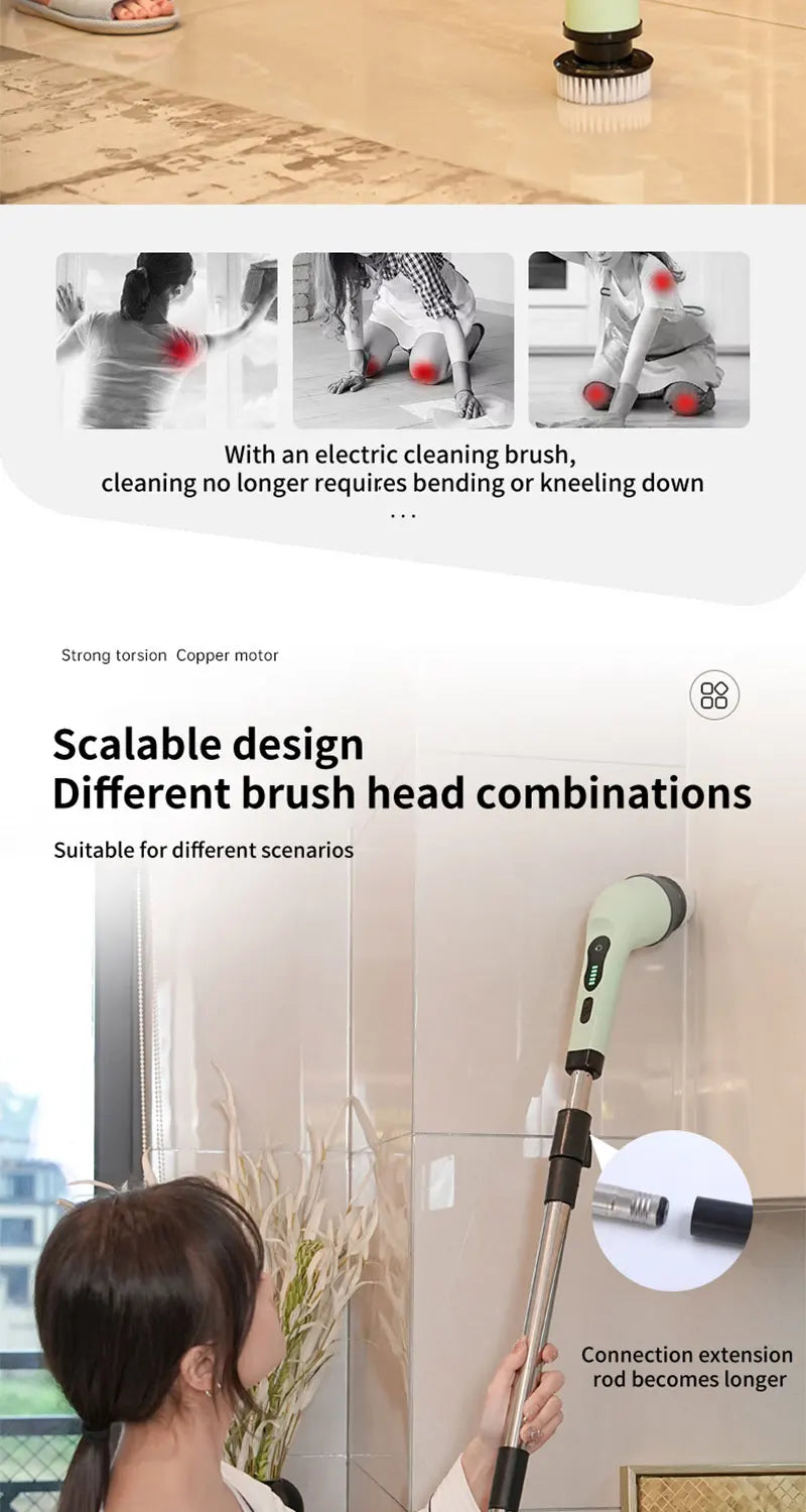 Electric Spin Cleaning Brush – 9 Attachments for Home & Kitchen