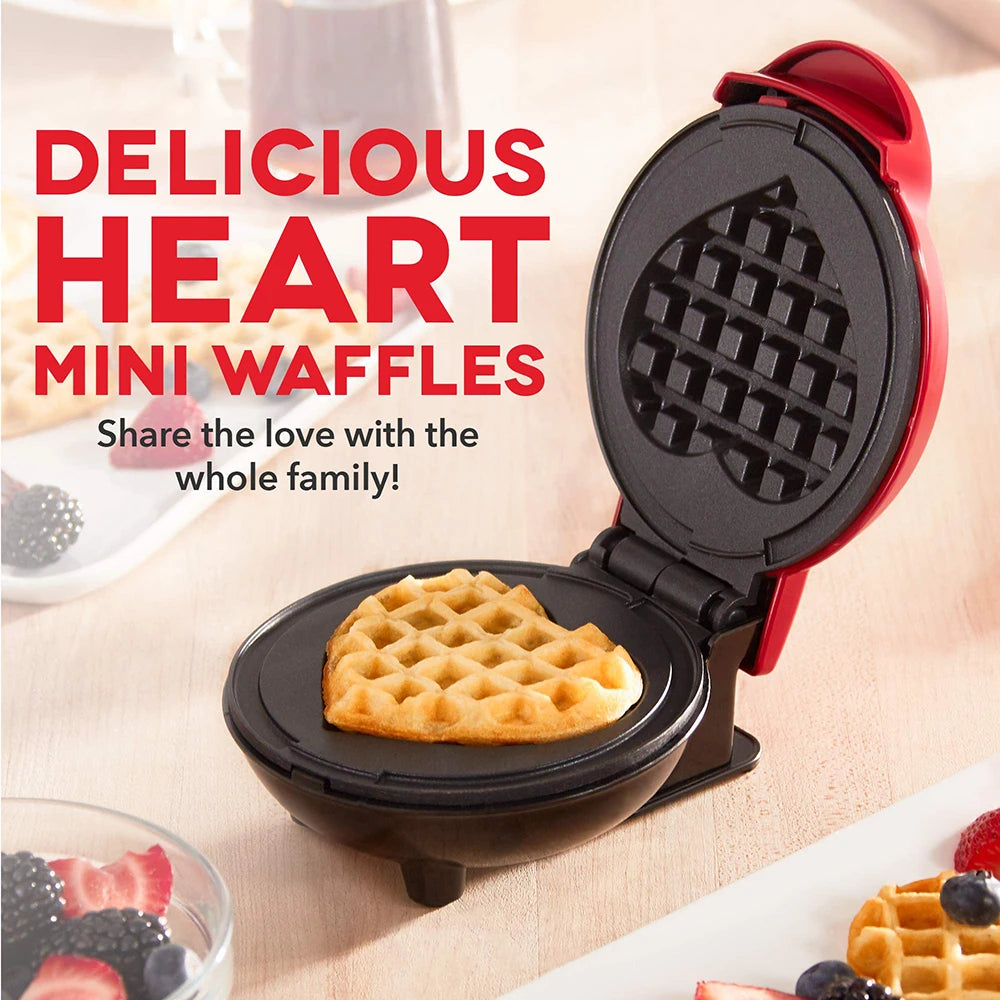 Portable Electric Heart-Shaped Waffle Maker – Home Breakfast