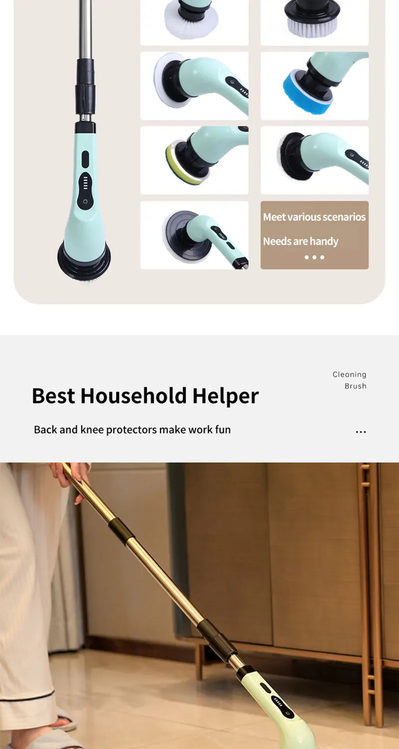 Electric Spin Cleaning Brush – 9 Attachments for Home & Kitchen