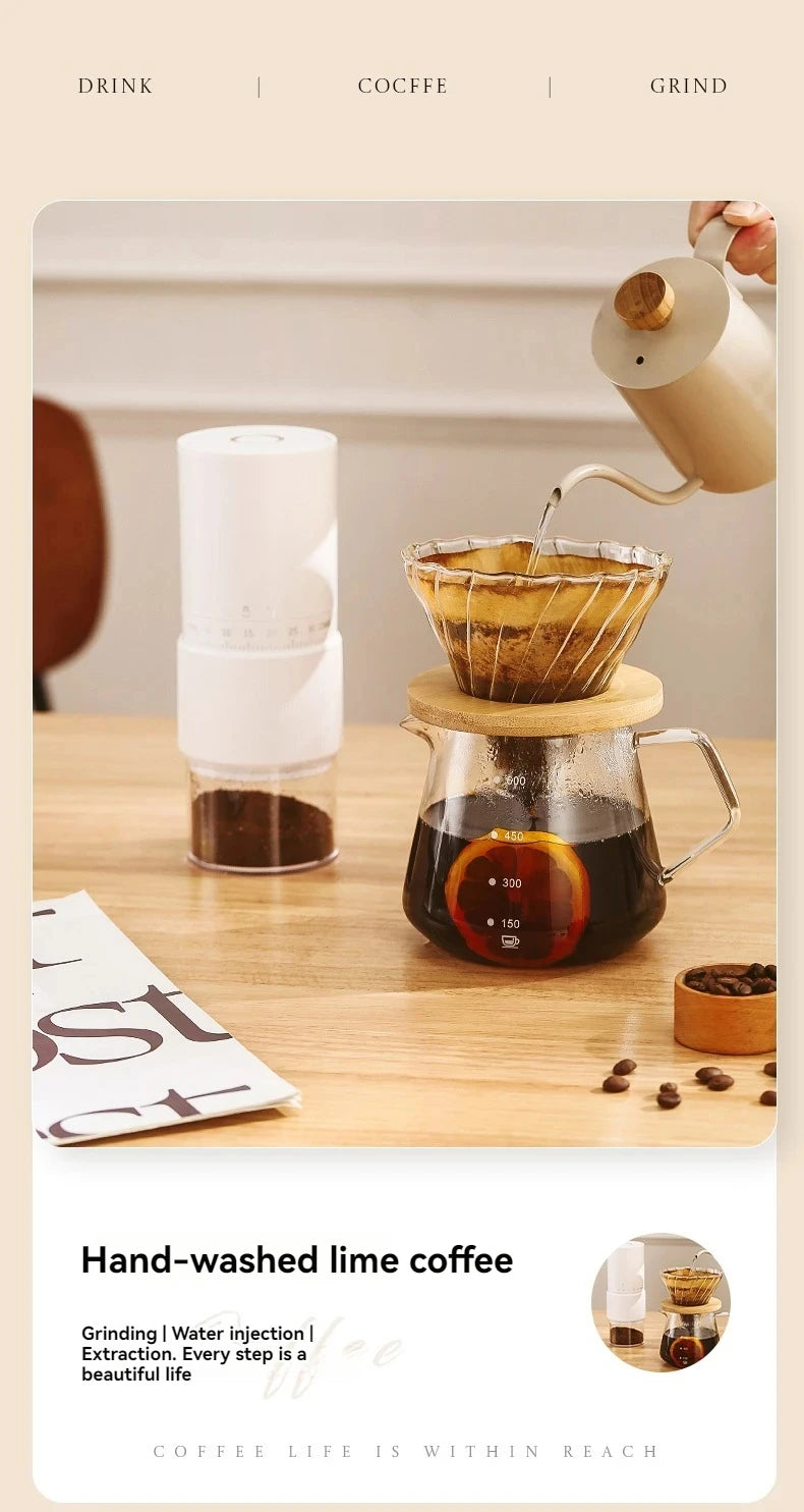 Electric Coffee Grinder – Portable, USB Rechargeable, 30-Level Adjustment