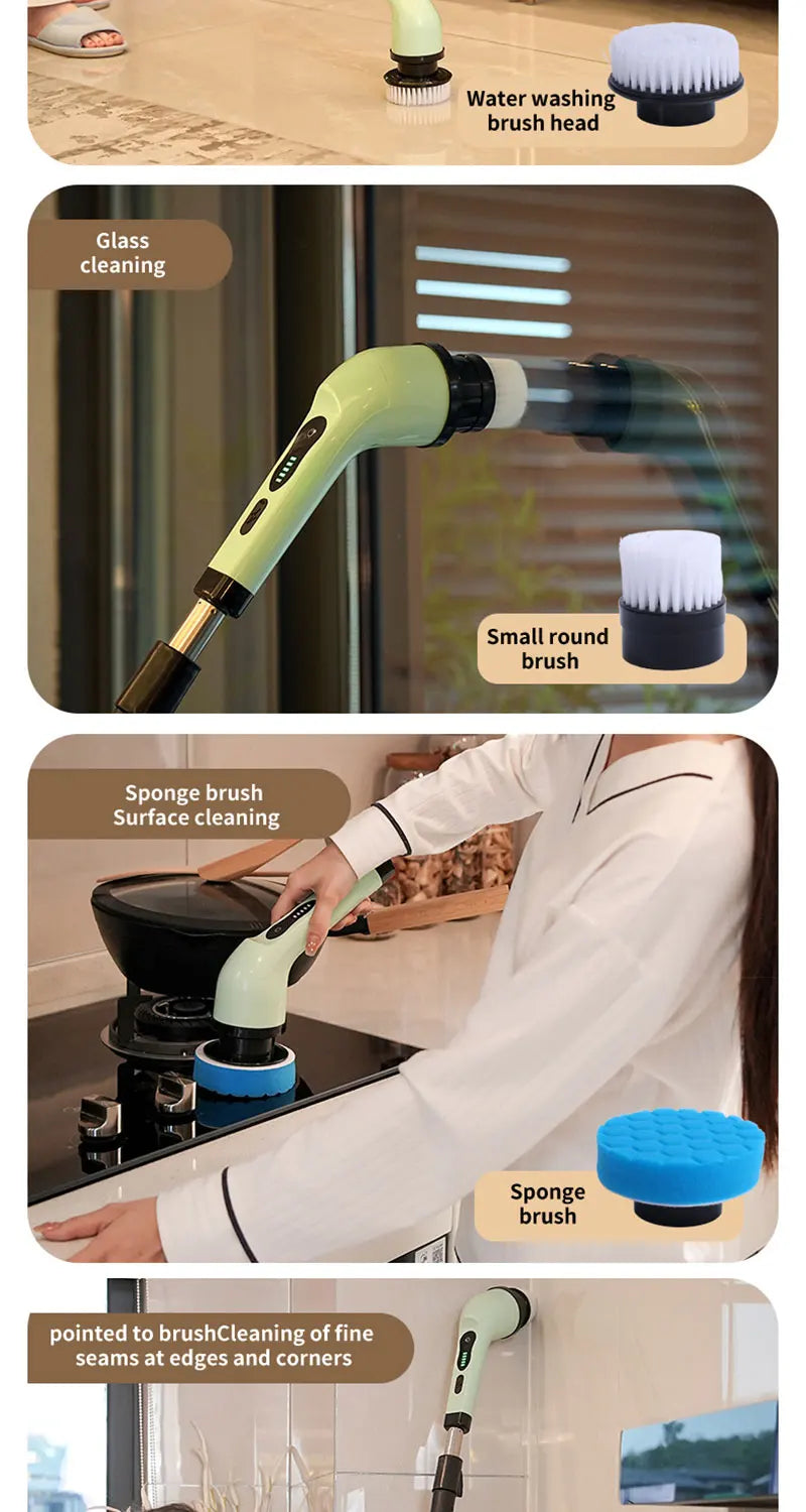 Electric Spin Cleaning Brush – 9 Attachments for Home & Kitchen