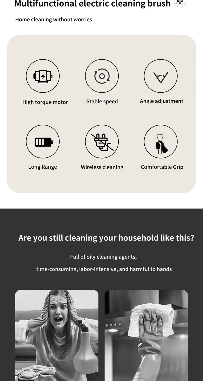 Electric Spin Cleaning Brush – 9 Attachments for Home & Kitchen