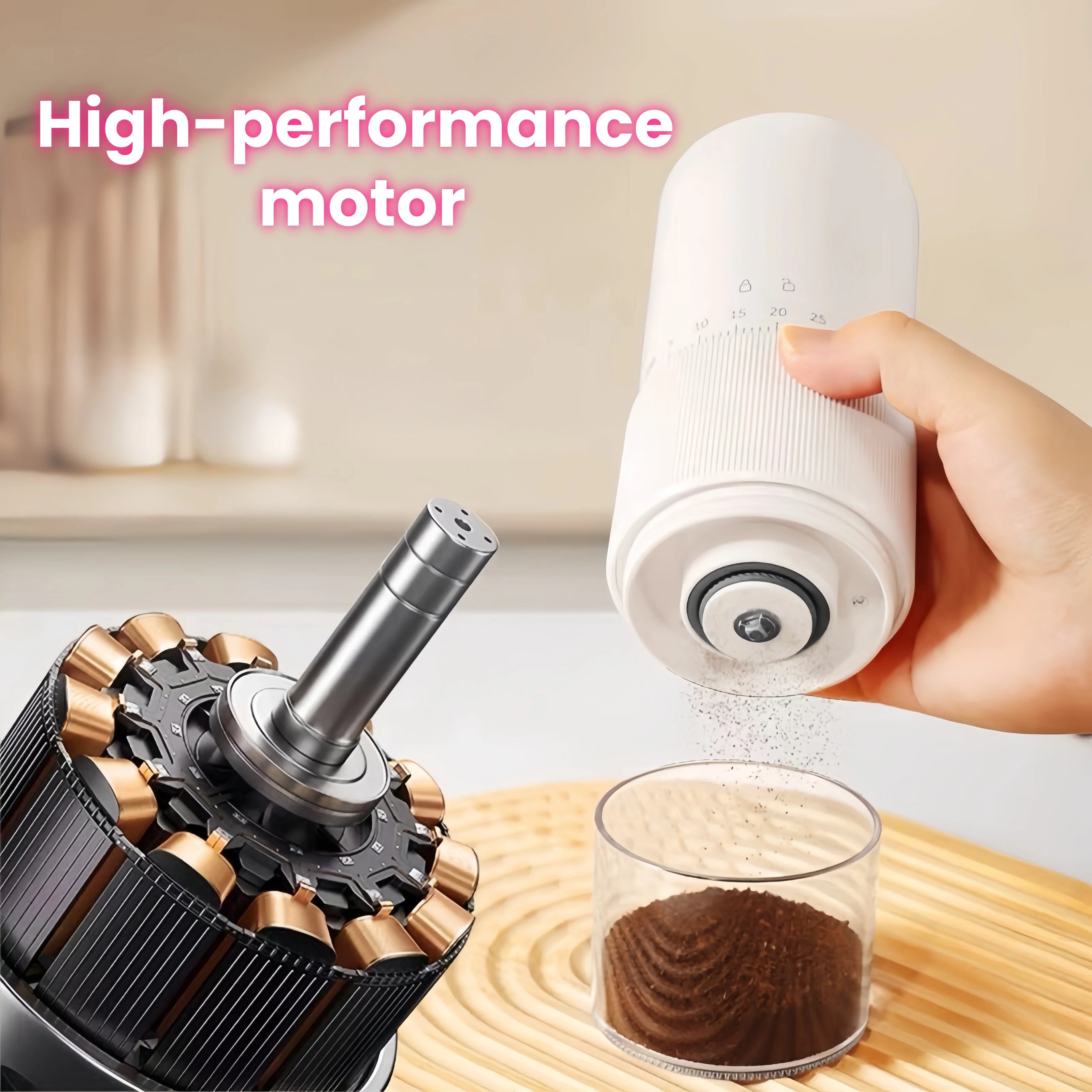 Electric Coffee Grinder – Portable, USB Rechargeable, 30-Level Adjustment
