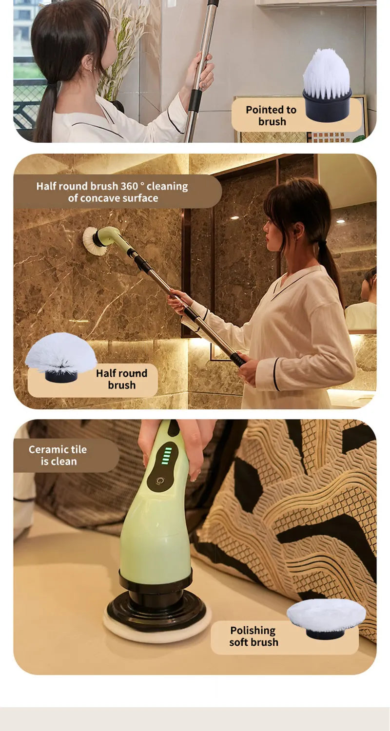 Electric Spin Cleaning Brush – 9 Attachments for Home & Kitchen