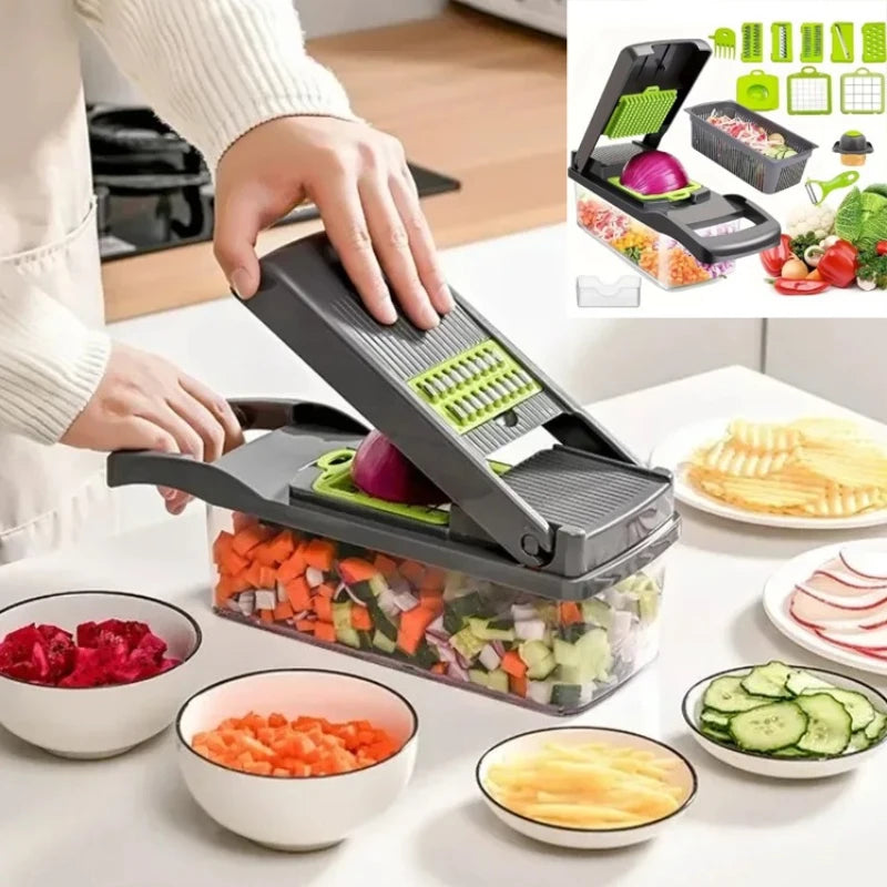 All-in-One Vegetable Cutter 12-in-1 – Slice, Chop & Shred Easily!